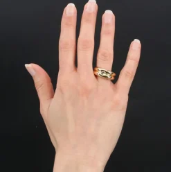 Bague 2 joncs or jaune diamant