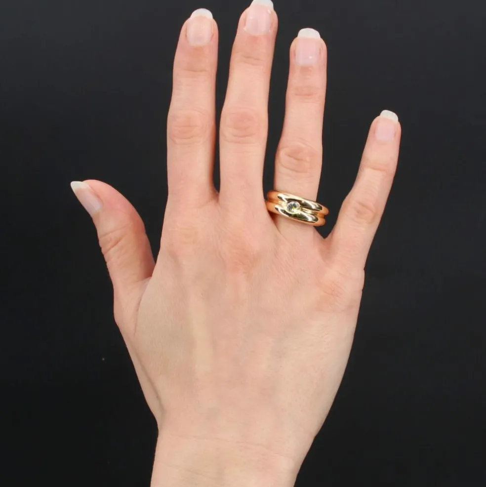 Bague 2 joncs or jaune diamant