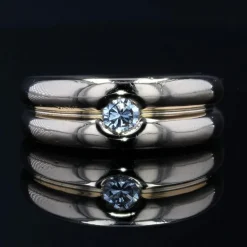 Bague 2 joncs or jaune diamant