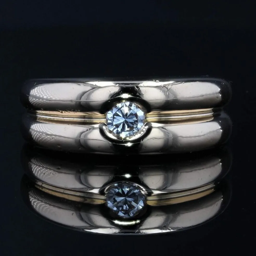 Bague 2 joncs or jaune diamant