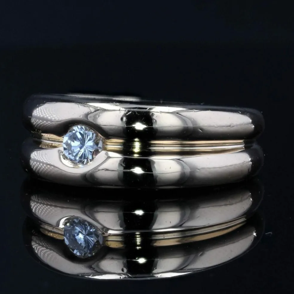 Bague 2 joncs or jaune diamant