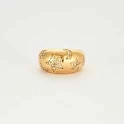 Bague 3 lunes 3 étoiles diamants