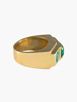 Bague 3 émeraudes serti clos or jaune