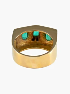 Bague 3 émeraudes serti clos or jaune