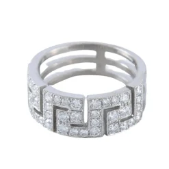 Bague à motifs grecs, diamants et platine