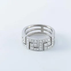 Bague à motifs grecs, diamants et platine