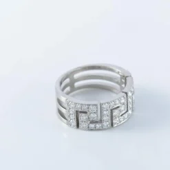 Bague à motifs grecs, diamants et platine