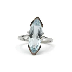 Bague - Or blanc et Aigue-Marine