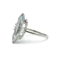 Bague - Or blanc et Aigue-Marine