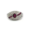 Bague - Or blanc, rubis et diamants