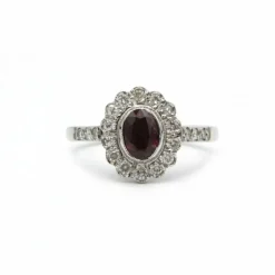 Bague - Or blanc, rubis et diamants