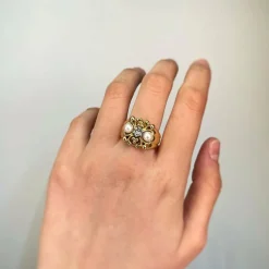 Bague - Or, Diamant & Perles