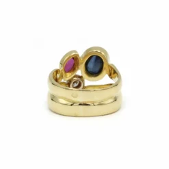 Bague - Or, Diamant, Saphir & Rubis