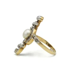 Bague - Or, Diamants & Perle