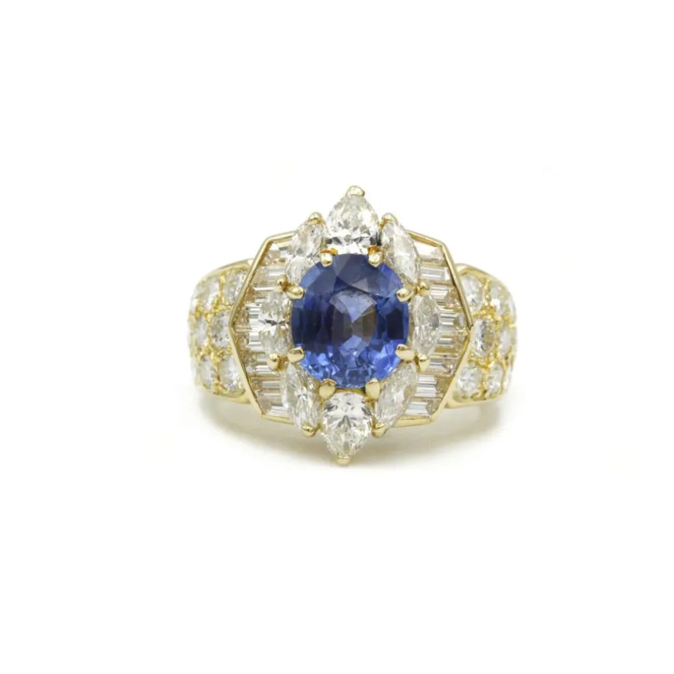 Bague - Or, Diamants & Saphir