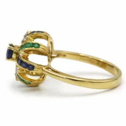 Bague - Or, Diamants, Emeraudes & Saphirs