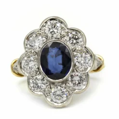 Bague Or, diamants et Saphir