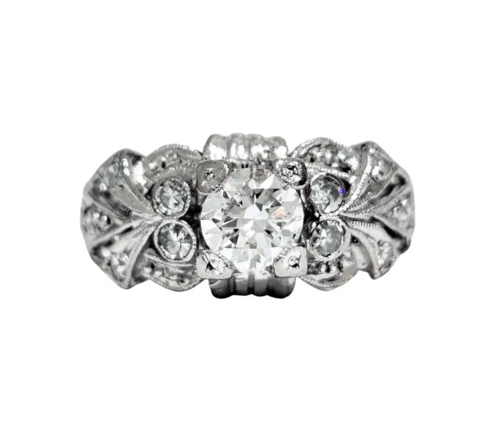 Bague 1930 Or gris Diamants
