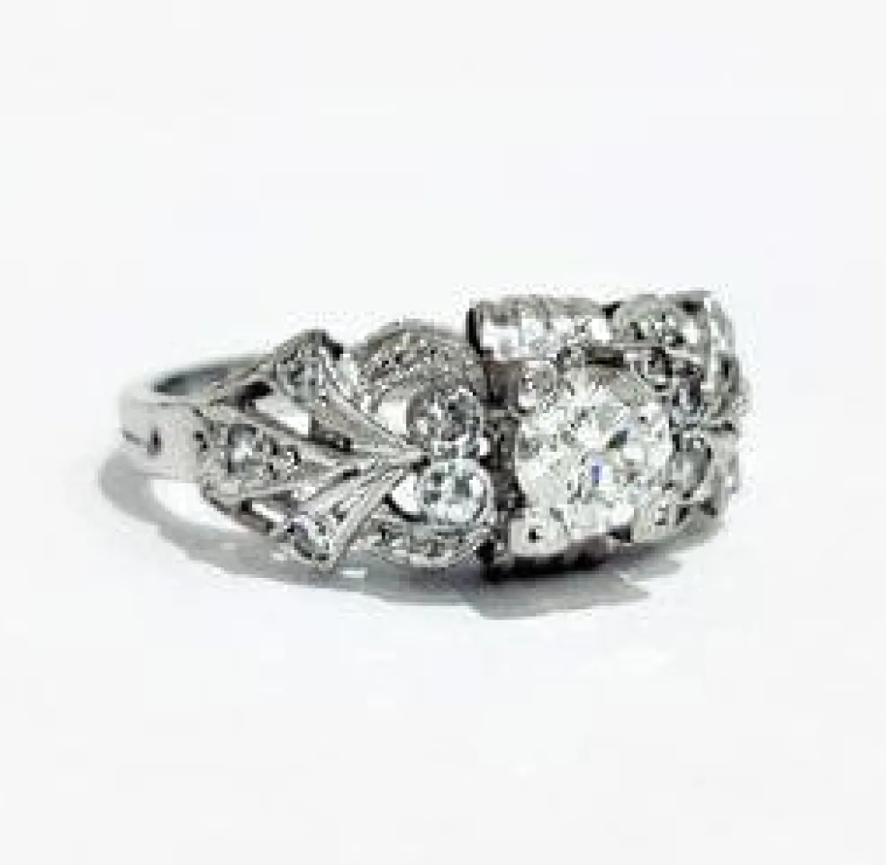 Bague 1930 Or gris Diamants