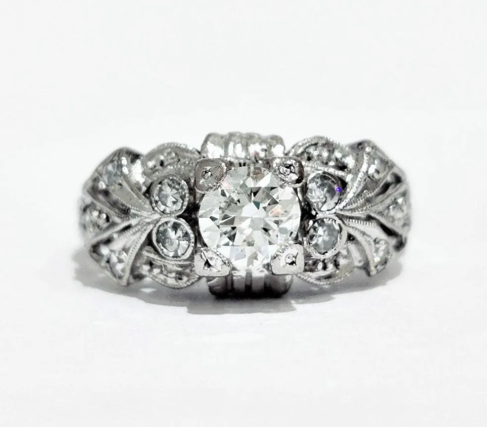 Bague 1930 Or gris Diamants