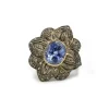 Bague - Or jaune argent, saphir et diamants.