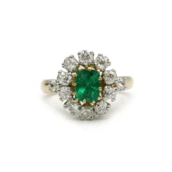 Bague - Or jaune diamants et émeraude