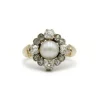 Bague - Or jaune, diamants et perle