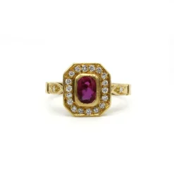 Bague - Or jaune, Diamants & Rubis