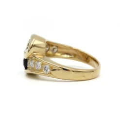 Bague - Or jaune, Diamants & Saphir