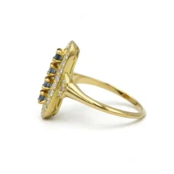 Bague - Or jaune diamants et saphirs