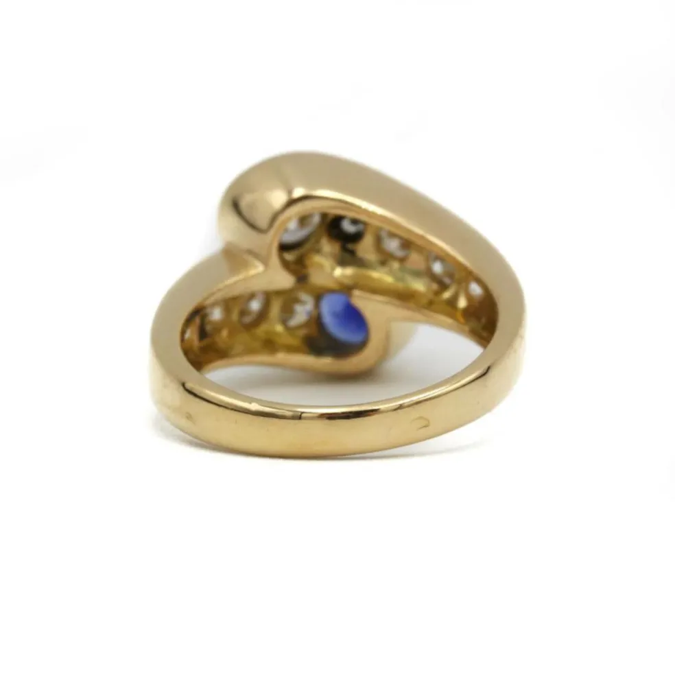 Bague - Or jaune, Diamants & Saphir