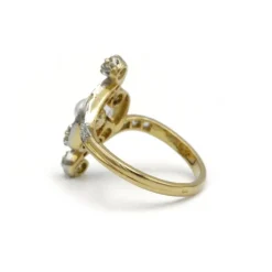 Bague - Or jaune, diamants et perle