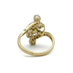 Bague - Or jaune, diamants et perle