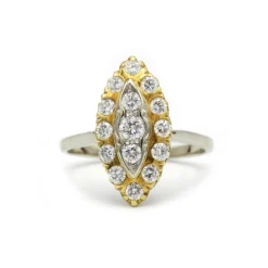 Bague - Or jaune et blanc et diamants