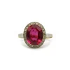Bague - Or jaune et blanc, rubis synthétique et diamants