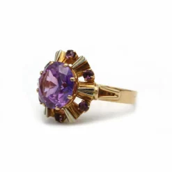 Bague - Or jaune et blanc et améthystes
