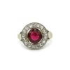 Bague - Or jaune, grenat et diamants