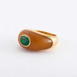 Bague - Or émeraude et ambre