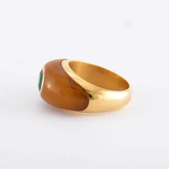 Bague - Or émeraude et ambre