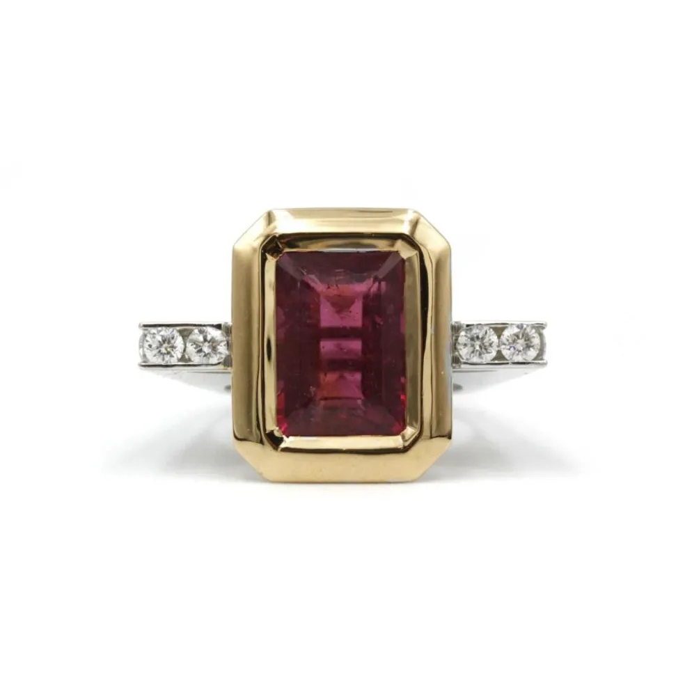 Bague - Or, Rubellite & Diamants
