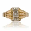Bague 2 ors diamant motifs géométriques