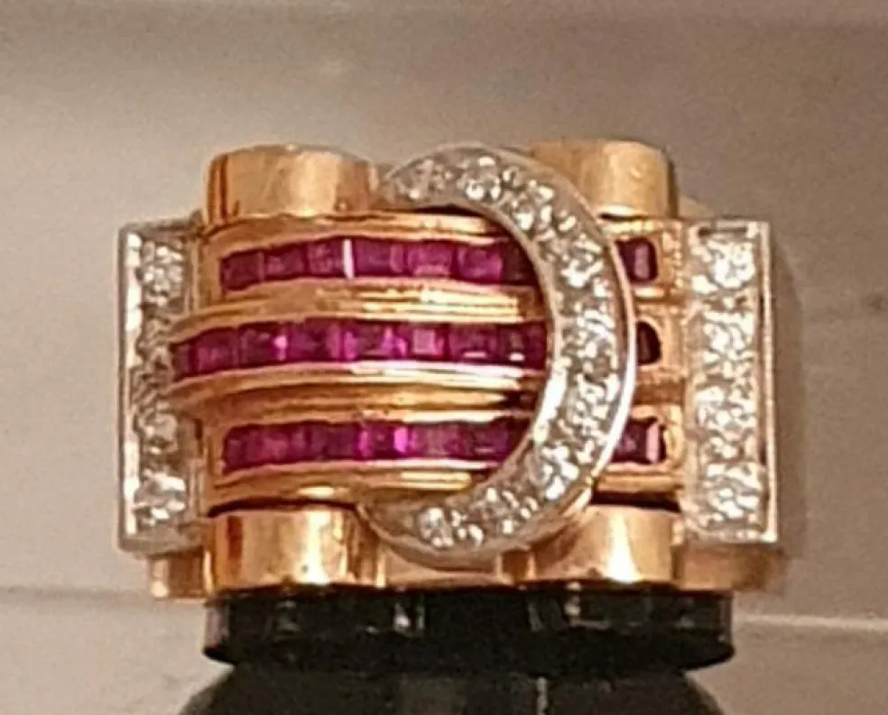 Bague 2 Ors Diamants Rubis