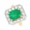 Bague 2 Ors Emeraude Diamants