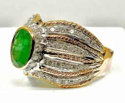 Bague 2 Ors Emeraude Diamants