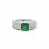 Bague 2 ors, émeraude, diamants