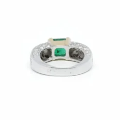 Bague 2 ors, émeraude, diamants