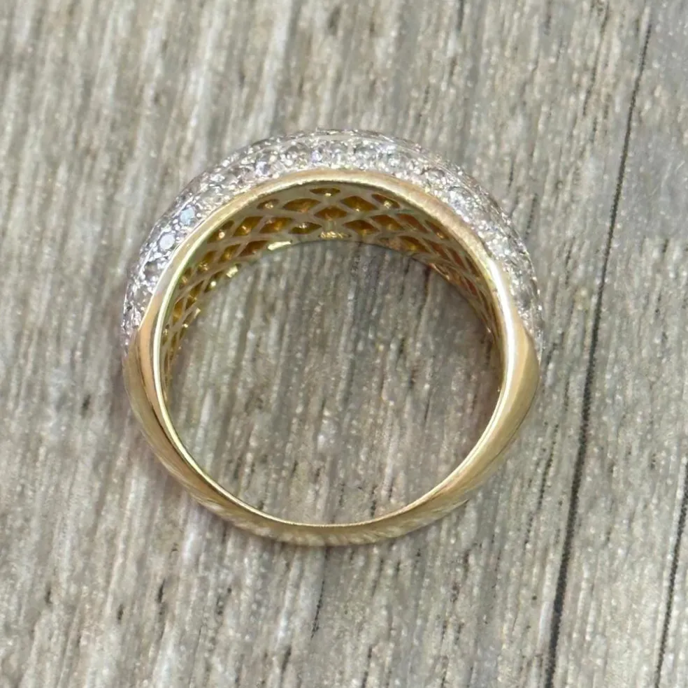 Bague 2 ors pavage diamants
