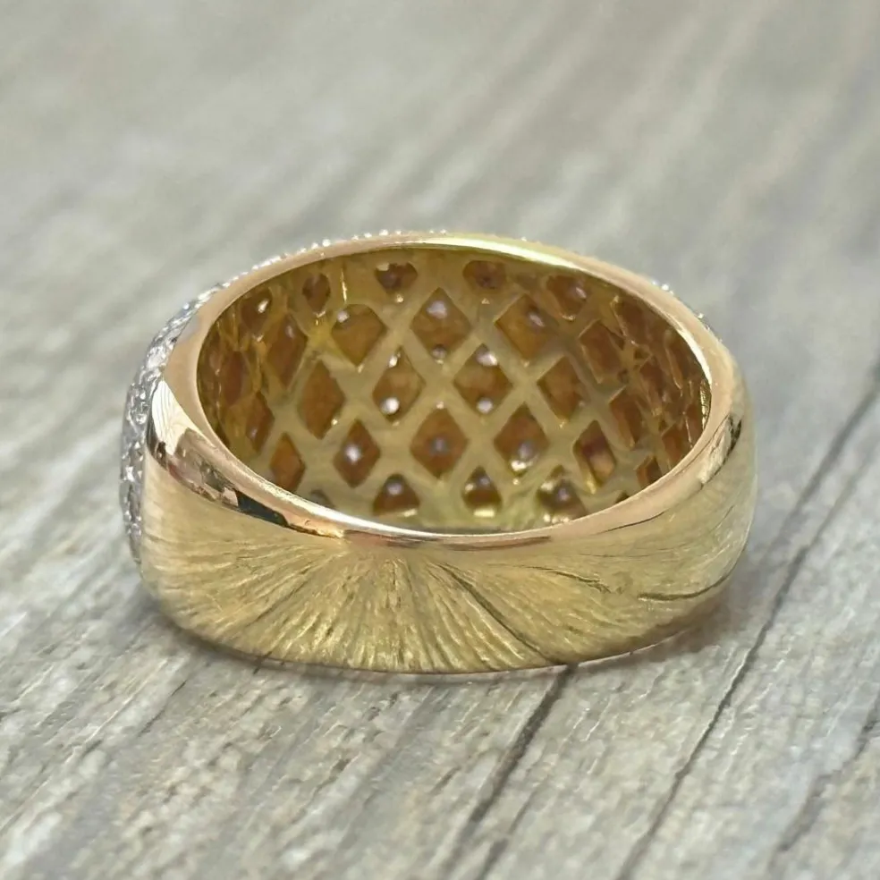 Bague 2 ors pavage diamants
