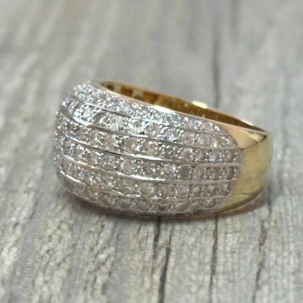 Bague 2 ors pavage diamants