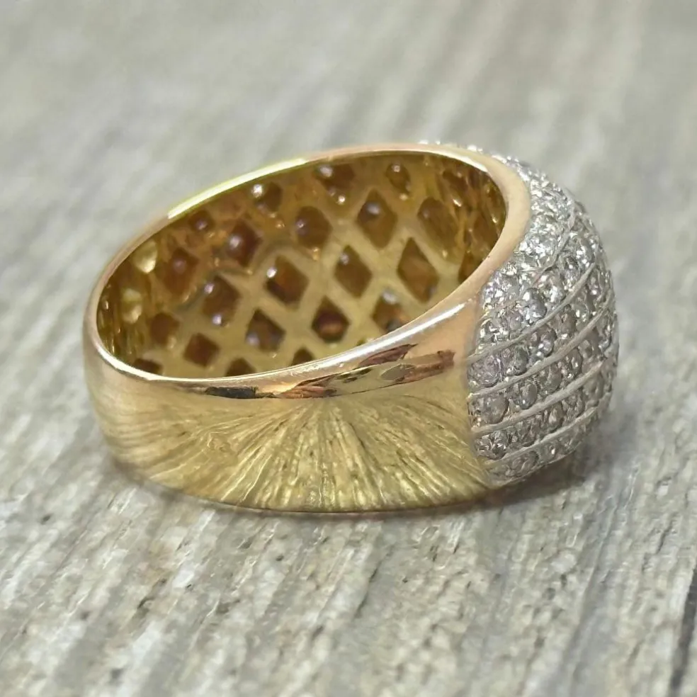 Bague 2 ors pavage diamants